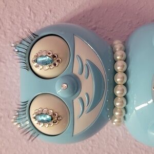 Jeweled Sky Blue Lady Red Kit-Cat Klock clock RARE Vintage